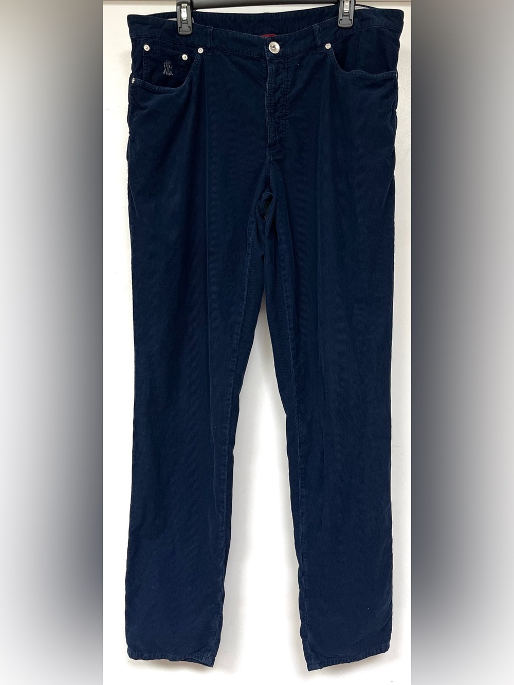 Brunello Cucinelli Men's Soft Lightweight Corduroy Pants in Navy Blue